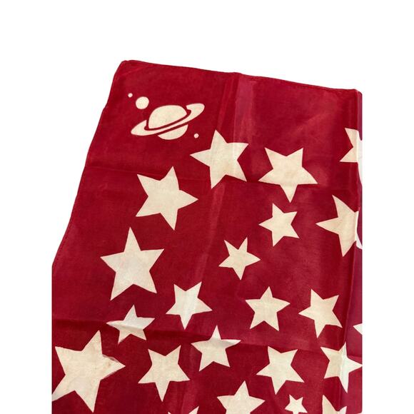 Rare Vintage 70s Peter Max Shooting Star Solar System Scarf Red - Picture 5 of 6